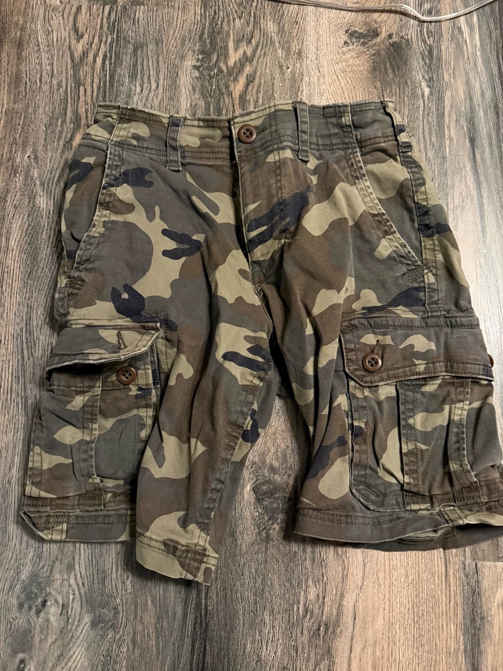 American Eagle Outfitters Active Flex Camo Cargo Shorts, Cotton Zip Pockets